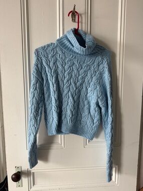 Jessica Simpson Light Blue Cable Turtleneck Sweater